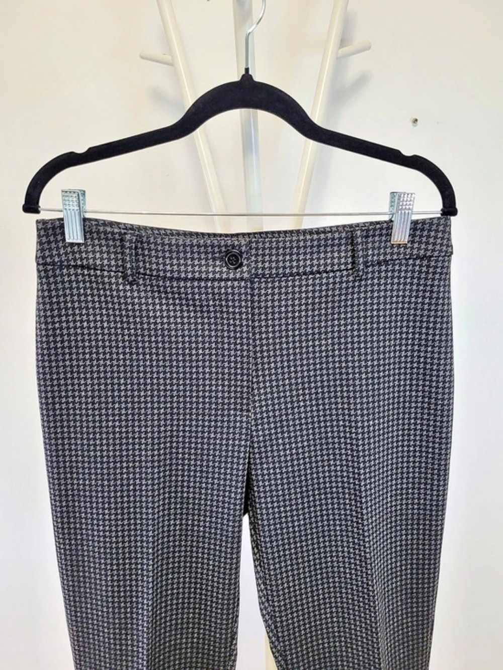 🍂 Laura Houndstooth Dress Pants Charcoal Grey Straight Leg - 10 - Like New